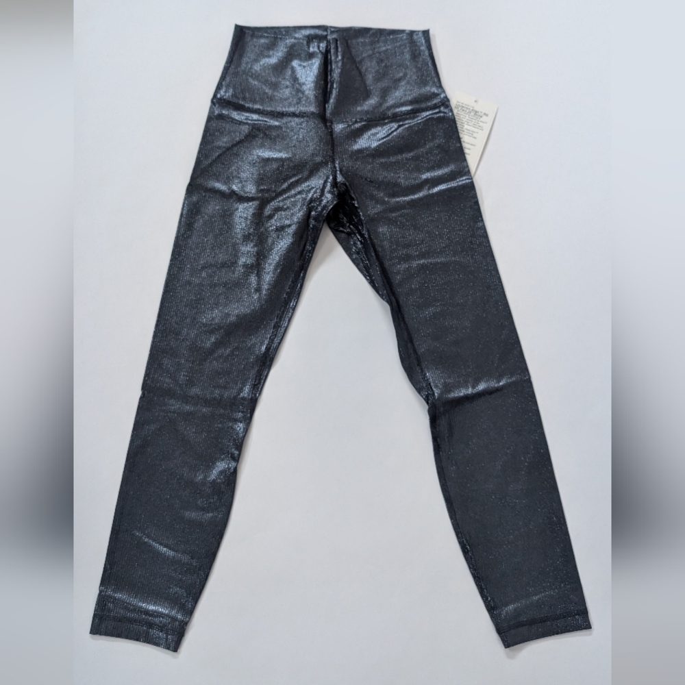 Lululemon Align Rib HR pant 25" shine, 6, Radiate Foil Black 🖤